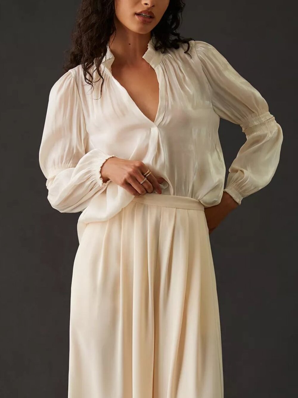 NWT Anthropologie Current Air Ruched Shimmer Blouse Size M